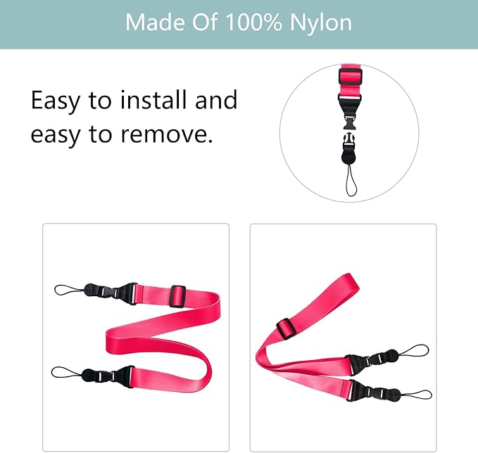 Adjustable Shoulder Strap:Comfortable iPad Strap Nylon Neck Lanyard for iPad/Samsung Tablet Case,Camera Binocular Crossbody Laptop Luggage Bag(Pink)
