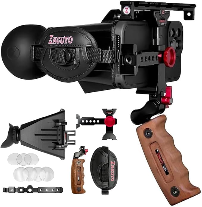Zacuto Director’s Rig | Smartphone Video Rig with Smart Z Finder, Director’s Grip, Accessory Rail, Bridge, Diopters & Anti-Fog Shields | Filmmaking & Content Creator Accessories for Mobile Phones