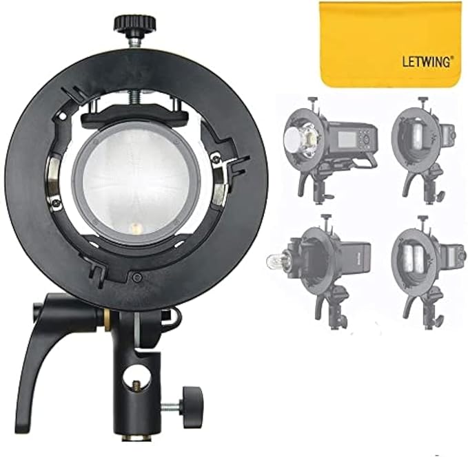 Godox S2 Speedlite Bracket S-Type Bracket Bowens Mount Holder for Godox V1 V1Pro V100 AD200ProII AD300Pro AD300ProII AD400Pro AD400ProII V860II TT600 TT350, Precise Tilt Control, Umbrella Mount Slot