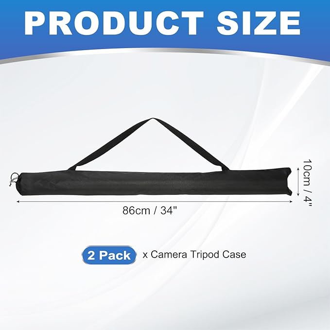 PATIKIL 34 x 4 Inch Tripod Carrying Case, 2 Pack Camera Tripod Carrying Bags Oxford Cloth Padded Bag for Camera Gear Mic Light Stand Sheet Music Photography Accessories, Black