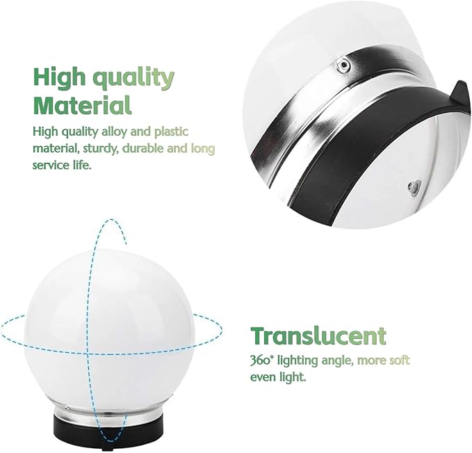 Soft Light Ball for Photography, 15cm Translucent Diffuser Soft Light Ball for Bowens Mount, 360° Lighting Angle, General Flash Lampshade Diffusion Dome for Advertising Art Portrait