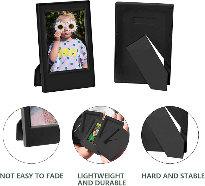 WOGOZAN 2x3 Mini Picture Frame for Fujifilm Instax Mini 12/11/99/41/40/SE/EVO Classic Polaroid Frames 2.15x3.4 Inches Photo Wallet Sized Picture Frame with Protective Film (Black) (10 Pack)