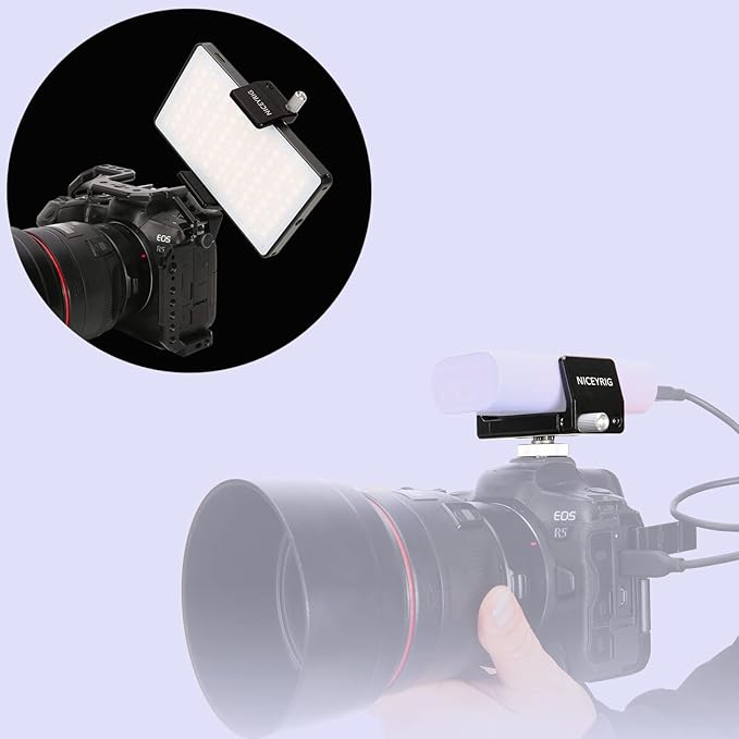 NICEYRIG Aluminum Power Bank Clamp for DJI RS 2 / RS 3 / RS 3 Pro, 50mm - 88mm Wide Range Universal Portable Charger Holder with Detachable Cold Shoe Mount for DSLR Camera, Gimbal System - 540