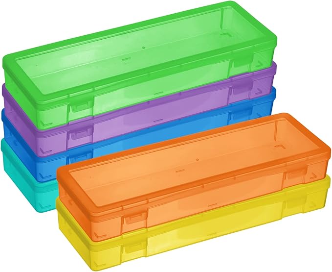 novelinks Small Plastic Storage Box Containers with Latching Lids - Craft Organizers and Storage Stackable Storage Organizer (6 Pack Large -Color)
