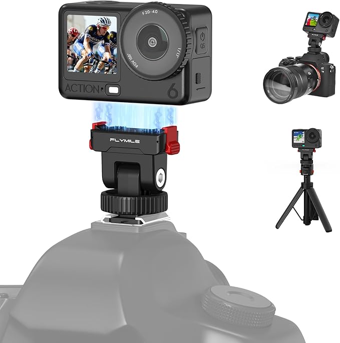 BRDRC Action 6 Cold Shoe Adapter Mount for DJI Osmo Action 6, Magnetic Quick Release Adapter for DJI Osmo Nano, 180° Tilt Adjustable & 1/4" Screw Hole Tripod for DSLR Photography Accessories