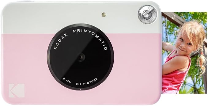 KODAK Printomatic Full-Color Instant Print Digital Camera Colorful Photos On Zink 2x3" Sticky-Back Photo Paper 5MP Gift Bundle: Case + Zink 2x3" 20pk + Album + Stickers + Frames + Markers - Pink