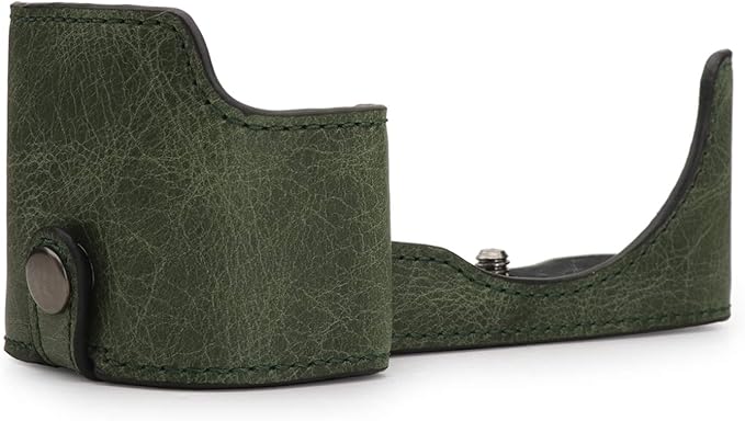 MegaGear MG1644 Ever Ready Genuine Leather Camera Half Case Compatible with Sony Alpha A6100, A6400 - Green