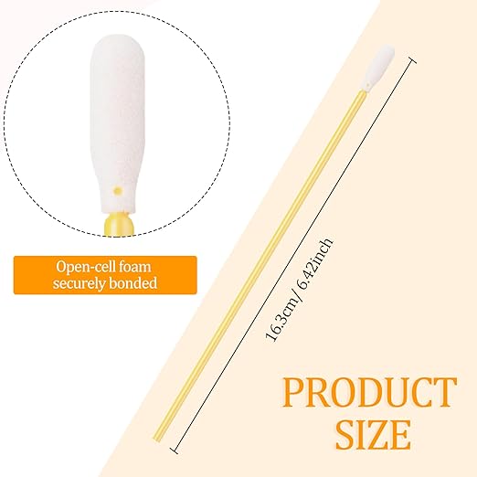 Chinco 200 Pieces Foam Swab Sponge Swab Foam Tips Sponge Stick for Inkjet Printer Print Head Camera Optical Lens Optical Equipment (Yellow,6.42 Inch)
