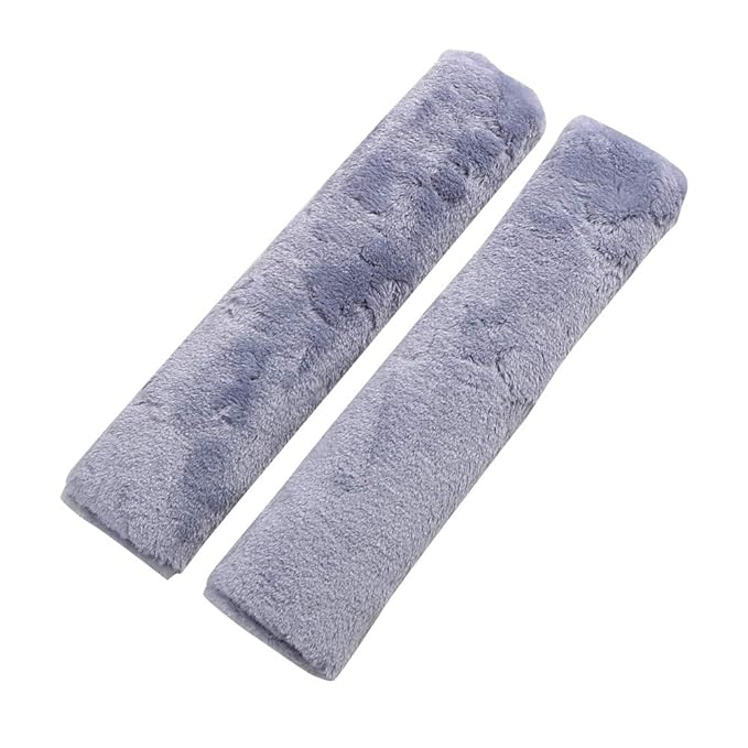 Soft Faux Car Seat Belt Cover Pad,Car Safety Seat Belt Strap Shoulder Pad for Adults and Children,Suitable for Car Seat Belt,Backpack,Shoulder Bag,Set of 2 (Gray)