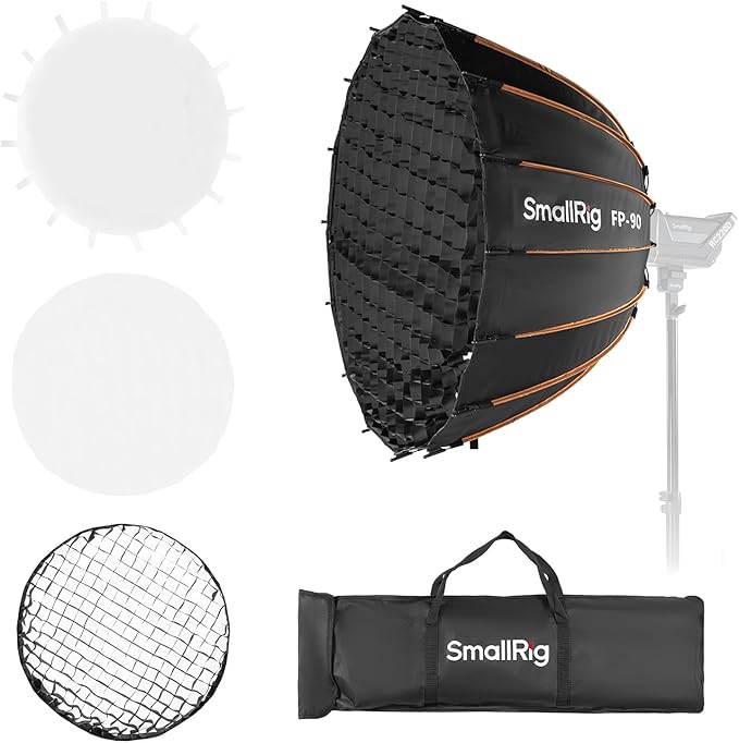 SmallRig FP-90 35.4" Parabolic Softbox with Bowens Mount for Studio Photography, Quick Release Soft Box with Honeycomb Grid, Diffusers, for SMALLRIG RC 220 pro, for Neewer for Godox for Aputure - 5395