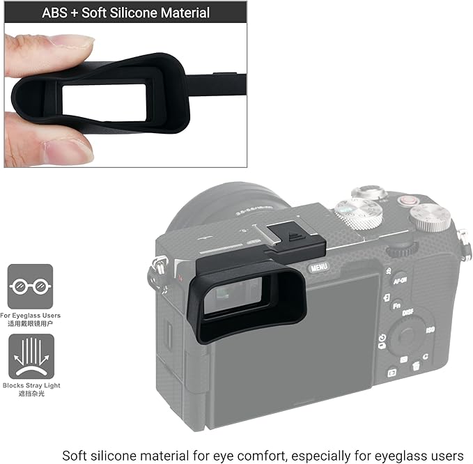 KIWIFOTOS Soft Silicone Extended Viewfinder Eyecup Eye Cup Eyepiece for Sony A7C A7 C Camera, Install via Camera HotShoe [Not Fit Sony A7C II, A7CR]