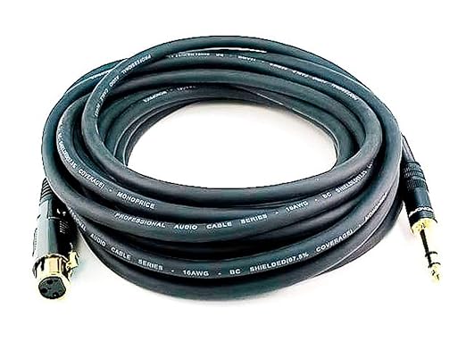 Monoprice XLR Female to 1/4-Inch TRS Male Cable - 25 Feet - Black, 16AWG, Gold Plated - Premier Series
