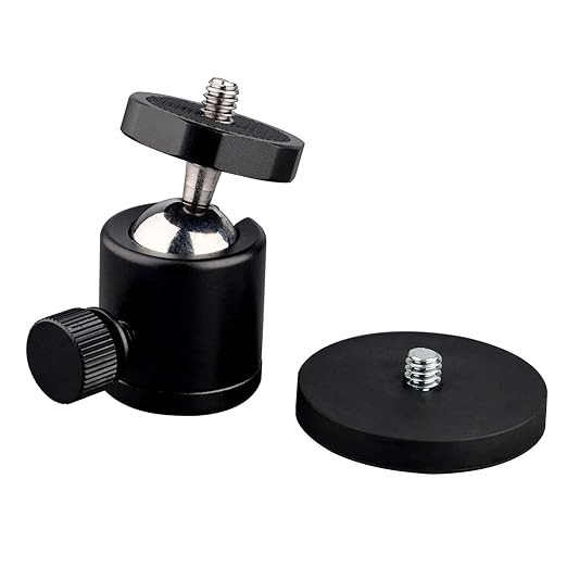 ULIBERMAGNET 24lb Magnetic Camera Mount with Mini Ball Head, Super Strong Rubber Coated Neodymium Magnet, 1/4''-20 Male Thread Stud for Security Camera