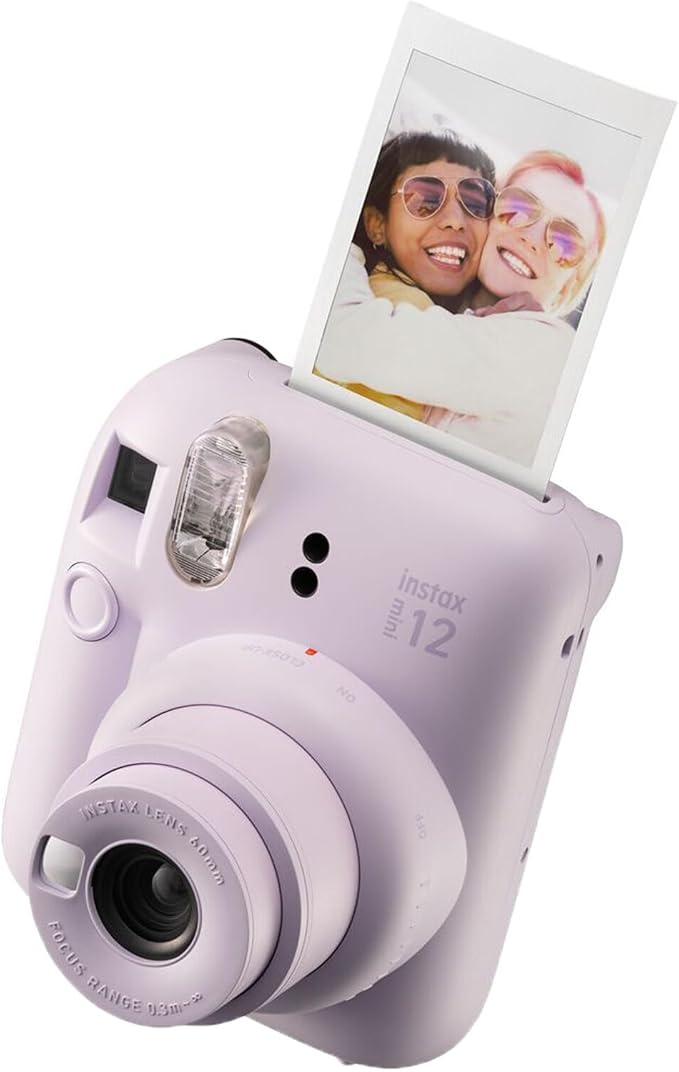Fujifilm Instax Mini 12 Instant Camera Lilac Purple Bundle with Fuji Instax Mini Film Value Pack (20 Sheets) + Protective Carrying Case + Photo Album + Microfiber Cleaning Cloth