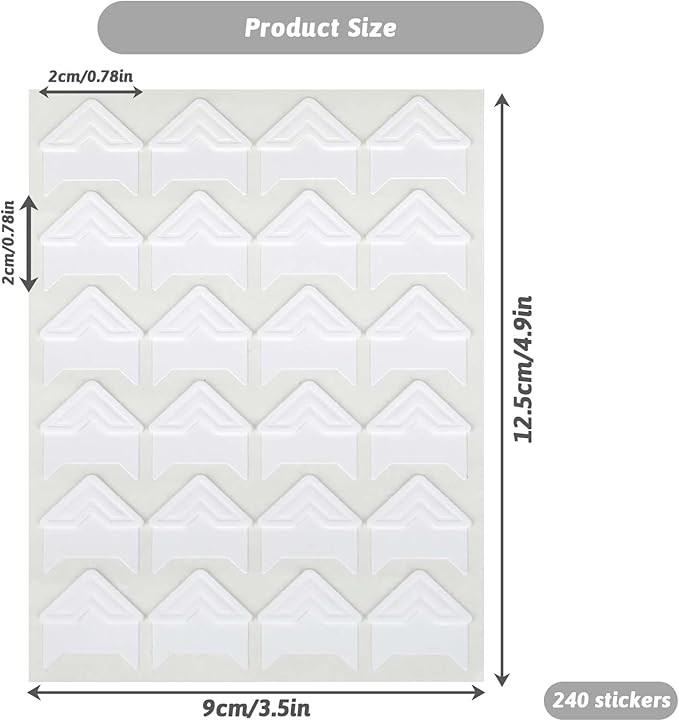 240 Pieces Photo Corners Self Adhesive Photo Corner Stickers, Scrapbook Picture Corners, Acid Free Self-Adhesive Photo Mounting Corners for DIY Scrapbooking Photo Album Journal Diary, 10 Sheets