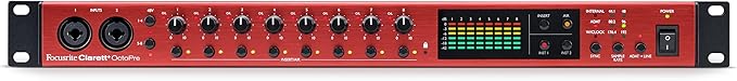 Focusrite Clarett+ OctoPre Pro­fessional Quality 8-in/8-out ADAT Mic Preamp for Music Production, with High Dynamic Range, Ultra-low Noise, and All-analogue Air