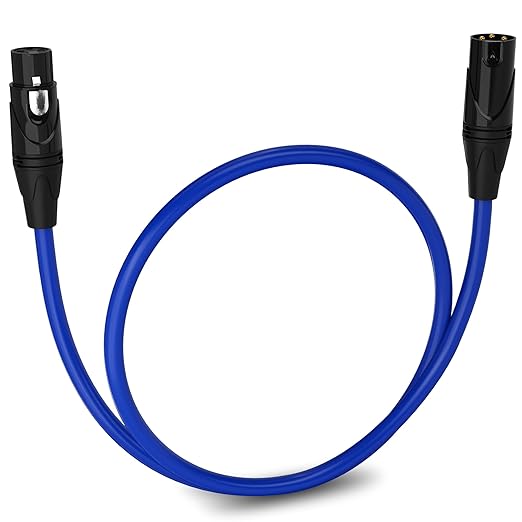 LyxPro 1.5 Feet XLR Microphone Cable Balanced Male to Female 3 Pin Mic Cord for Powered Speakers Audio Interface Professional Pro Audio Performance and Recording Devices - Blue