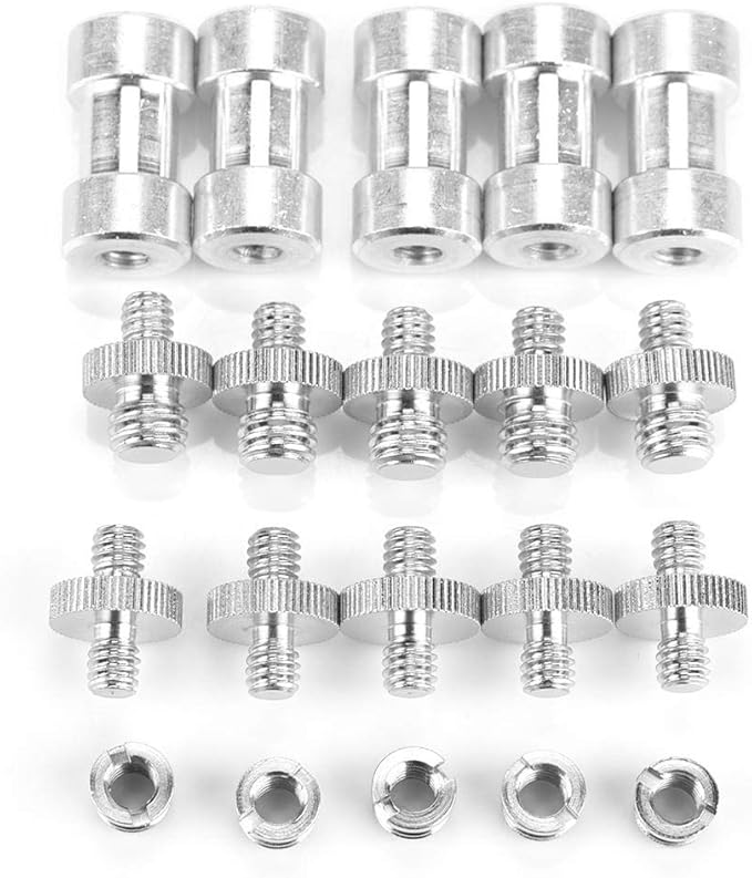 20Pcs Camera Mount Screw Kit, Portable 1/4 Inch to 3/8 Inch,1/4 to 1/4 Threaded Ring Screw Converter Threaded Adapter Accessory for DSLR,Flash,Light Stand,Tripod/Monopod/Ballhead