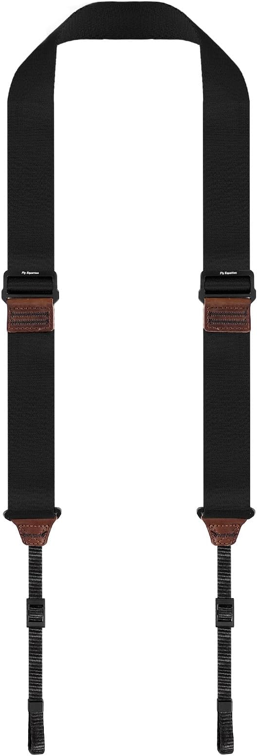Camera Strap for Photographers, Adjustable Nylon Camera Shoulder Strap Crossbody with Leather Trim, 39-63 Inch(black)