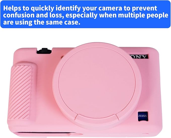Camera Case for Sony ZV-1, ZV1 Camera Cover Silicone Camera Sleeve Body Skin Protective Case with Removable Lens Cap for Sony ZV 1 Digital Camera, Pink