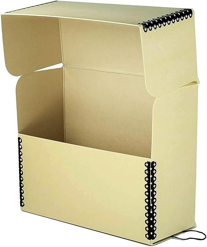 Lineco Archival Document Storage Box with Metal Edge, Acid-Free Tan Boxboard, Organize and Store Files, Prints, Photos, Letter-Sized Case 12.5" x 10.5" x 5" Wide, Pack of 2