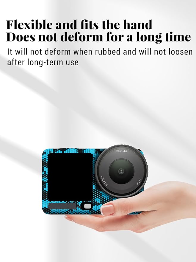 ZBAGUG for DJI Action 6 Skin Full Body Wrap, Anti-Scratch Waterproof Protective Sticker, Full Coverage Action Cam Wrap, for DJI Action 6 Accessories, Black Blue