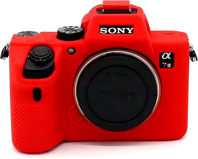 Professional Secure Soft Silicone Camera Case Bag Housing Rubber Body Skin for Sony Alpha A7iii a73 A7R3 A7Riii a7R Mark III a7 Mark III Digital SLR Camera Protective Case (Red)