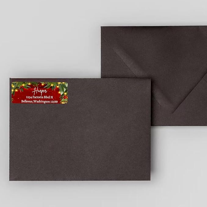 Christmas Return Address Labels Personalized - Custom Return Address Labels,Set of 250-500 Mailing Labels, Self Adhesive Rectangle Labels for Envelopes