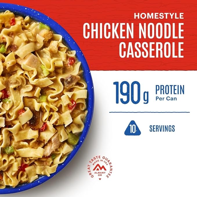 Mountain House Homestyle Chicken Noodle Casserole Freeze-Dried Food for Camping, 10 Servings, 30-Year Shelf-Life