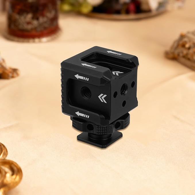 Cold Shoe Mount Adapter, Metal Camera Cold Shoe Extension Bracket with 1/4" Screw Holes for Photography Flash Light Microphone Monitor Compatible with DSLR Cameras (Black)