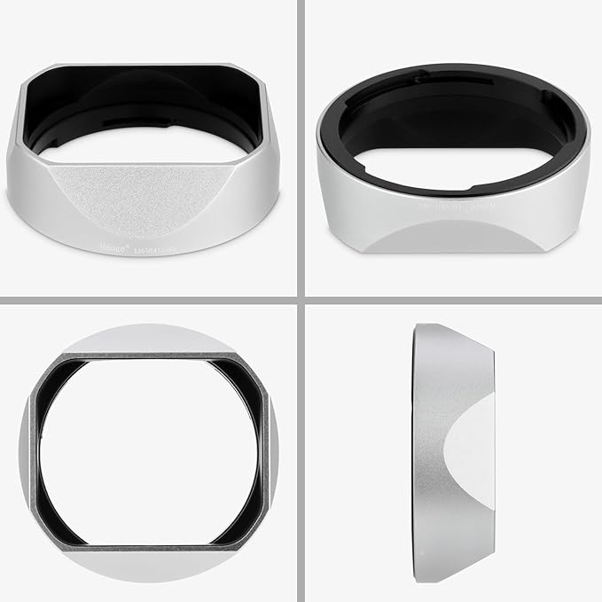 Haoge Square Metal Lens Hood for Voigtlander 35mm F2 35mm F1.5 28mm F2.0 Type I & II Ultron Aspherical Vintage Line Leica VM Mount Lens LH-VM13P-NS Silver Bayonet Design Replace LH-12 LH-4N