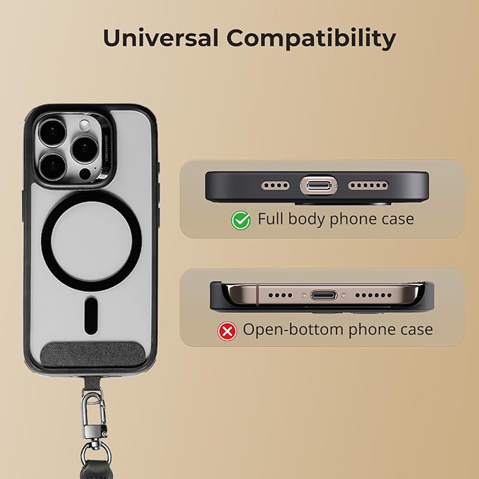 SMALLRIG Adjustable Phone Wrist Strap, 38cm Leather & Nylon Wrist Strap for iPhone, for Samsung