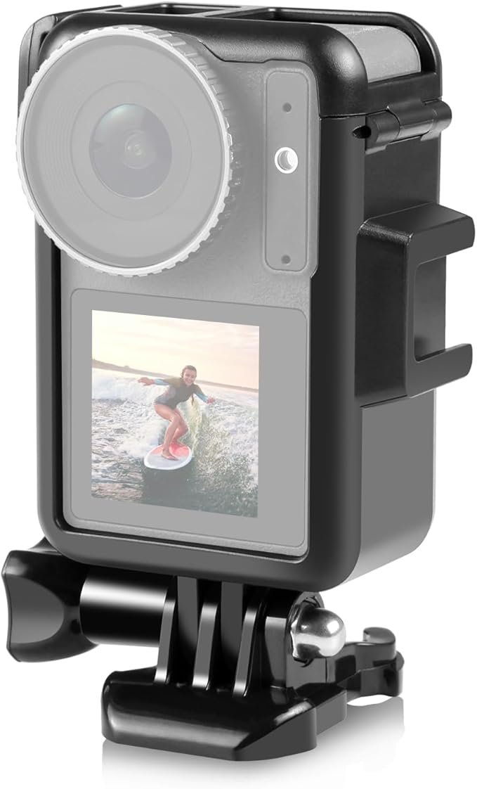 PULUZ Frame Case for DJI Osmo Action 5 Pro / 4/3, DJI Action 3 Camera Accessories, Vertical Protective Case with Movable Base and Short Screw for Video Light Microphone