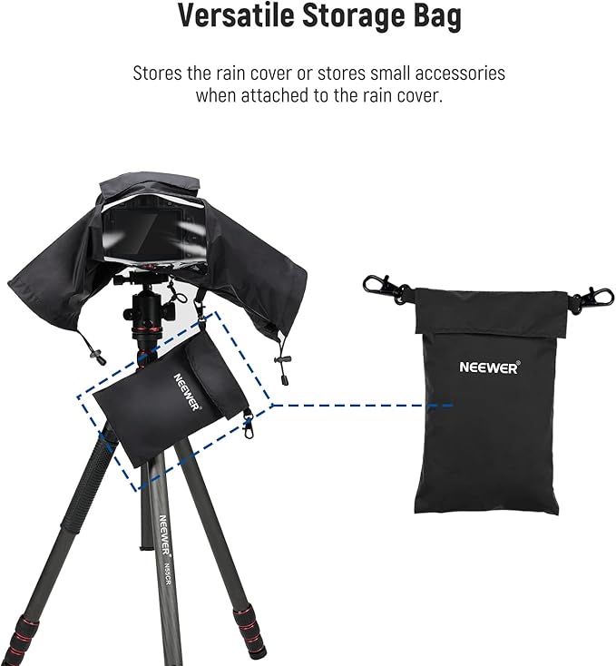 NEEWER Camera Rain Cover, Small Size Durable Nylon Raincoat Compatible with Canon Sony Nikon DSLR Mirrorless Vlog Camera & Lenses Within 200mm, with Sleeves, Drawstrings, Viewing Window, PB003