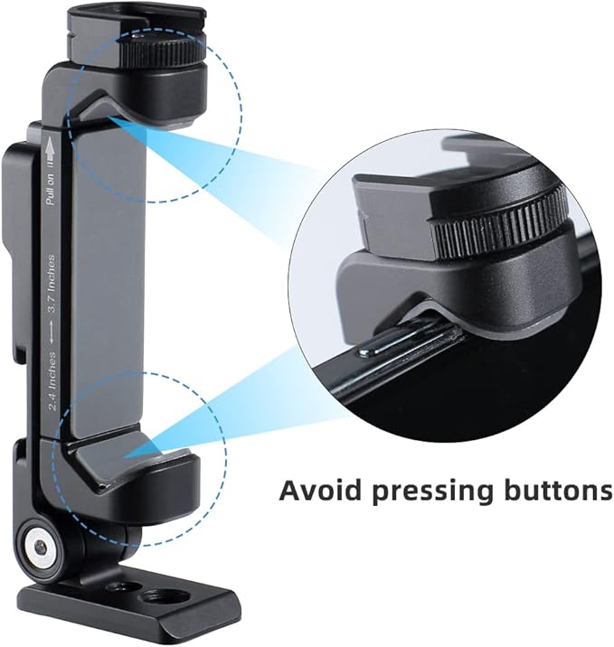 Metal Phone Tripod Mount w 2 Cold Shoes, Vertical, Horizontal & 45 Tilt Angles Tripod Phone Holder All Smartphone Holders Video Live Vlogging Streaming Rig