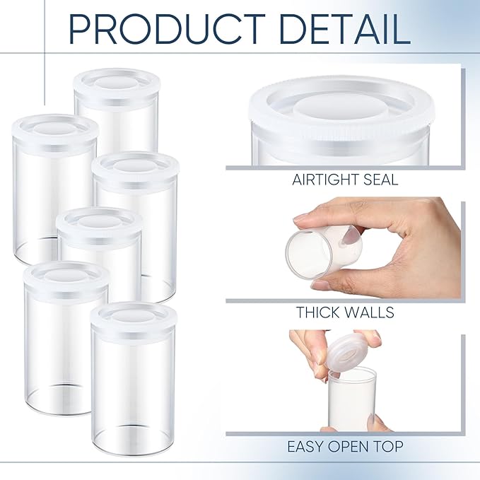 Wenqik 50 Pcs Film Canisters with Caps for Rockets 35 mm Plastic Empty Film Canister Holder Camera Reel Containers for Beads Fish Hook Keys Small Accessories Storage(Clear)
