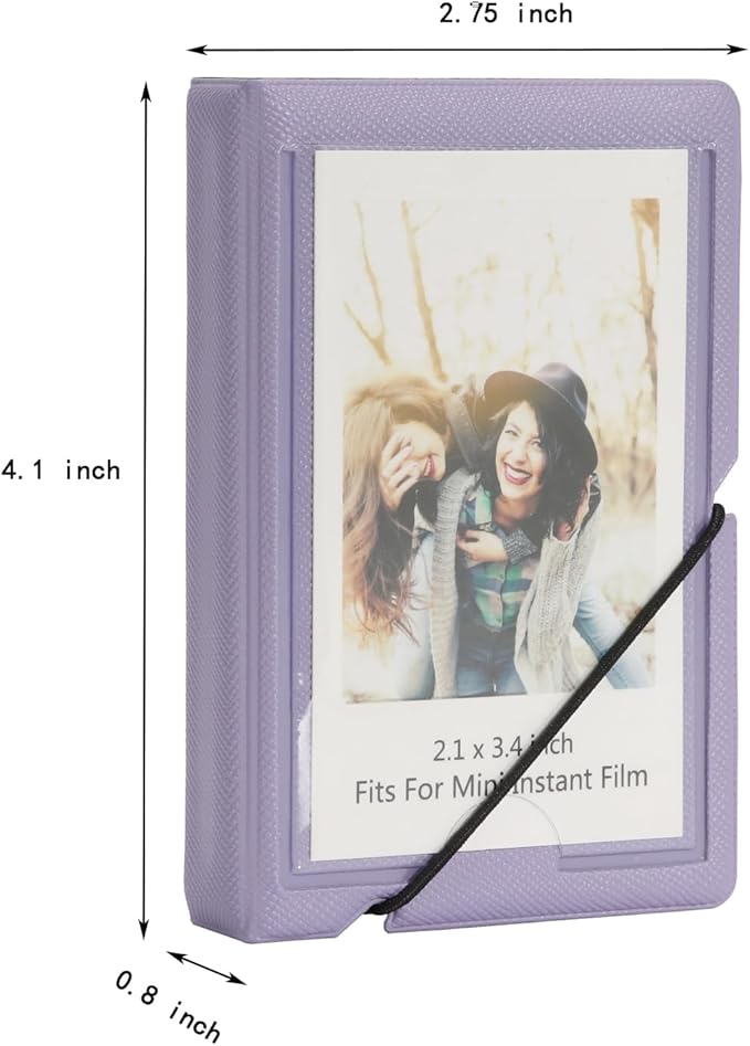 Mini Polaroid 2x3 Wallet Photo Album Book For 3 Inch Fujifilm Instax Mini 12 11 9 99 8 7+ 40 EVO Camera Film, HP Sprocket, K-pop Photocards (Antique Violet, 1 Pack)