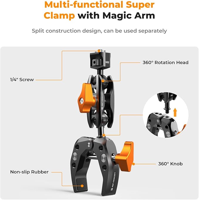K&F Concept Magic Arm with Super Clamp&Protective Wrap.