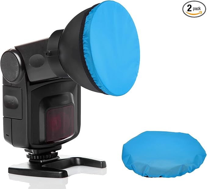 PATIKIL 6.3" x 6.3" Soft Mini Flash Diffuser Cap, 2 Pack Universal Elastic Flash Diffuser Cover for DSLR Camera Flashlight, Blue
