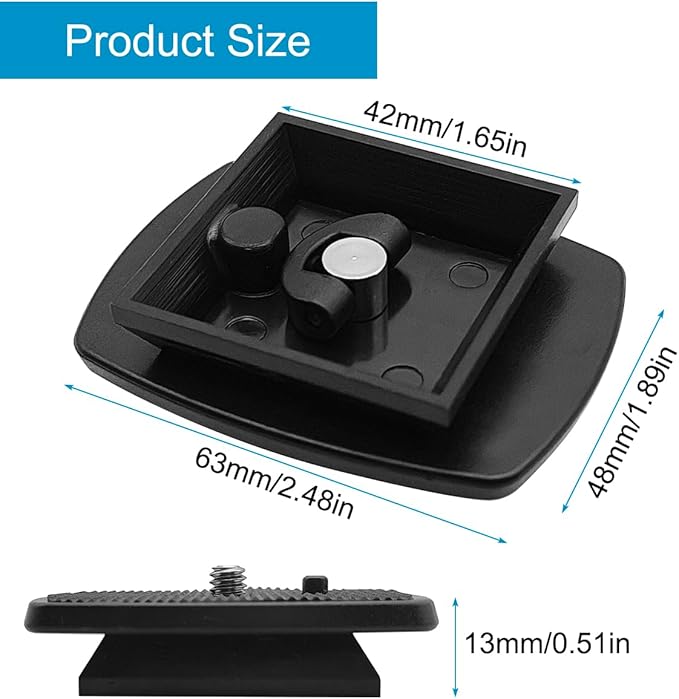 42mm (1-5/8") Quick Release Plate, Universal Tripod Mount Adapter with Non-Slip Grip for 42x42mm Square Socket Tripod Heads