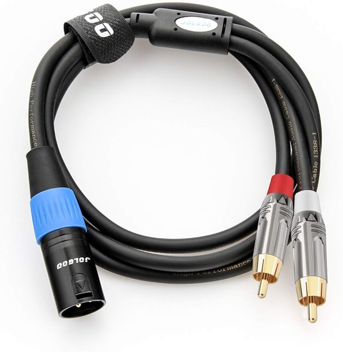 Unbalanced Dual RCA to XLR Male Y Splitter Patch Microphone Cable, 1 XLR Male to 2 RCA Male Y Adapter Cord Cable, 3.3 Feet