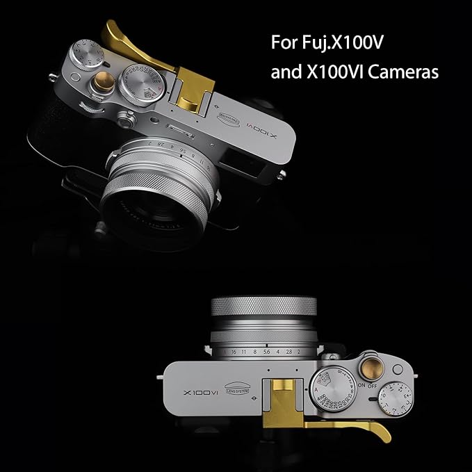 Haoge THB-XVG Metal Thumb Up Rest Hand Grip for Fujifilm X100VI Fujinon X100V Camera Accessories Gold Hot Shoe Thumb Up