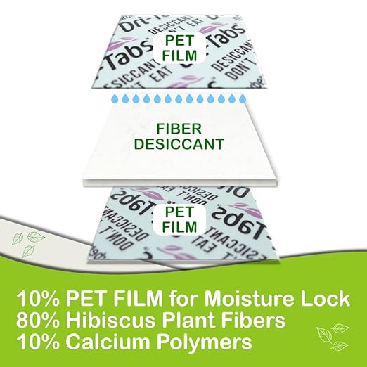 Dri-Tabs | Food-Safe Moisture Absorbers – Keep Fruits, Veggies, Snacks, Bread & More Fresher, Longer! Eco-Friendly, Plant Based Desiccant That Replaces Silica Gel Packets - 75pk (Green)