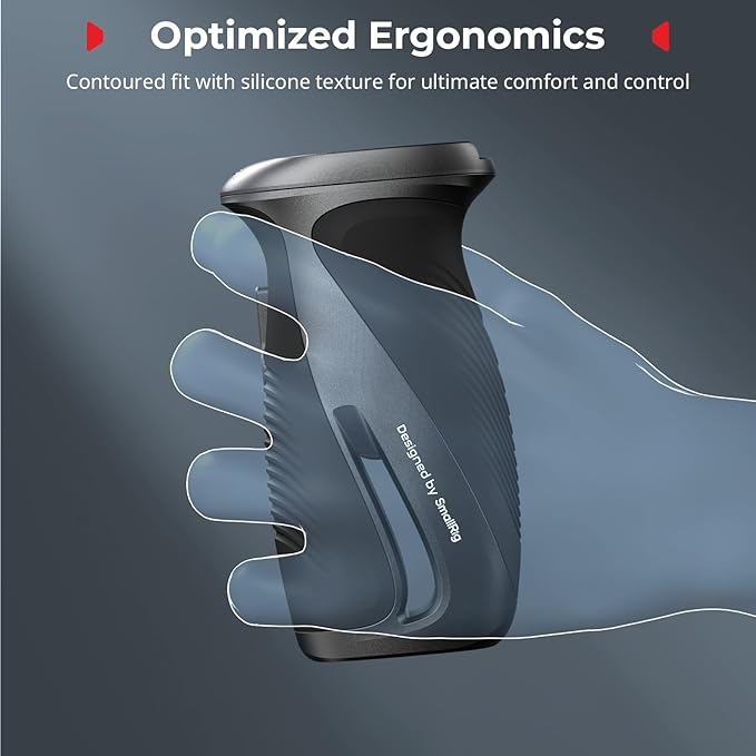SMALLRIG Push-Button Rotating Side Handle with 1/4"-20 Screws, for Left and Right Hand, 360° Rotatable Side Handle with Anti-Slip Silicone, Max. Load 15Kg