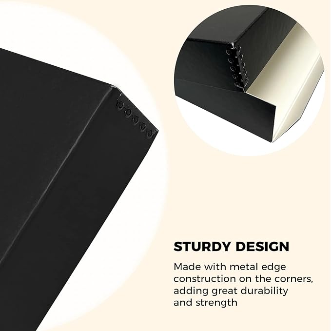 Golden State Art, Acid-Free Archival 8.5x11 Inches Metal Edge Drop Front Museum Photo Storage Box, Preserve Documents, Prints, Pictures, Photographs, Arts And Crafts, Black