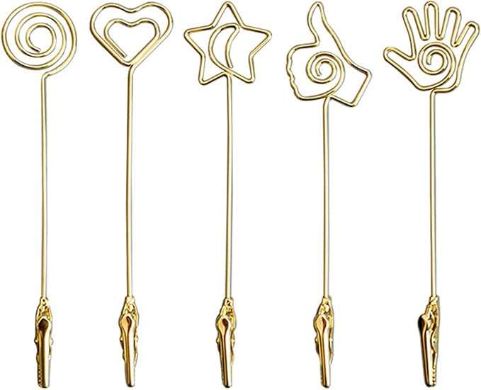 5pcs notepad, wedding supplies, table number holder, paper clip, photo frame, multifunctional table picture holder, metal matchstick extender, jewelry bracelet, necklace bracelet auxiliary tool