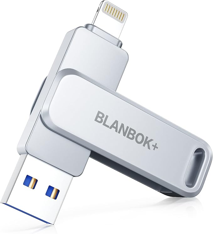 MFi Certified 512GB Flash Drive for iPhone Photo Stick, USB Memory Stick High Speed iPhone Flash Drive, External Memory Storage USB Stick Thumb Drive for iPhone/iPad/Android/PC (Metallic Silver)