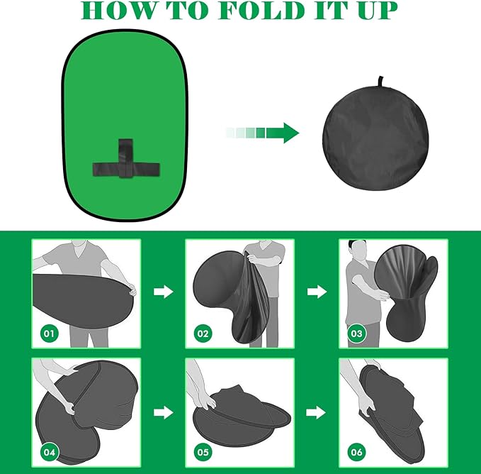 Green Screen Backdrop, 58in Portable Green Screen Chair with Stand Double Sided Foldable Green Background, Chroma Key, for Photography Streaming Gaming Photo Zoom Video Chats and Meeting