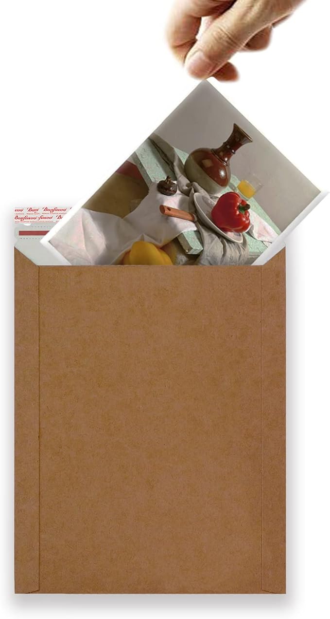Bonfasvo Rigid Mailers 30 Pack 7.5 x 9.5 inches Brown Self Seal Stay Flat Bulk Cardboard Kraft No Bend Mailers Peel and Seal for Document Photos Pictures Papers Files CD