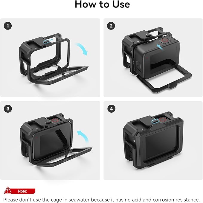 SmallRig Hero 13 / Hero12 / Hero11 / Hero 10 / Hero 9 Black Cage for GoPro, with 2 Cold Shoe Mount for GoPro Light Mod and Common Microphone, Led Video Light - 3083C